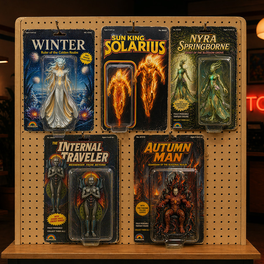 Artwork with seasonal card illustrations