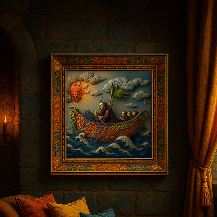 Dimensional interior scene built from a painting